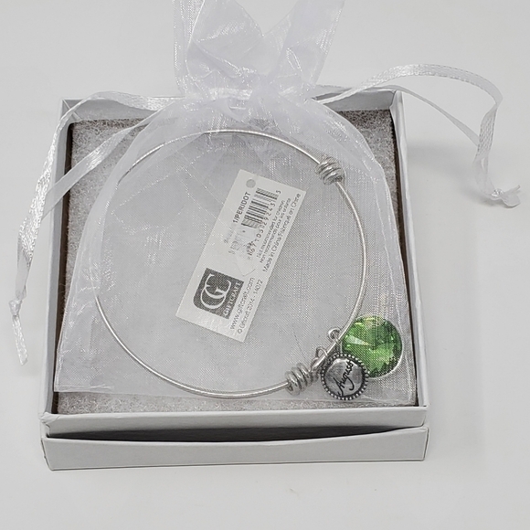 NWT HALLMARK GIFT AUGUST BIRTHSTONE SILVER BANGLE BRACELET WOMEN FASHION JEWELRY - Picture 6 of 8